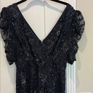 Formal long Blue Evening Gown-  Blue Embellished Dress